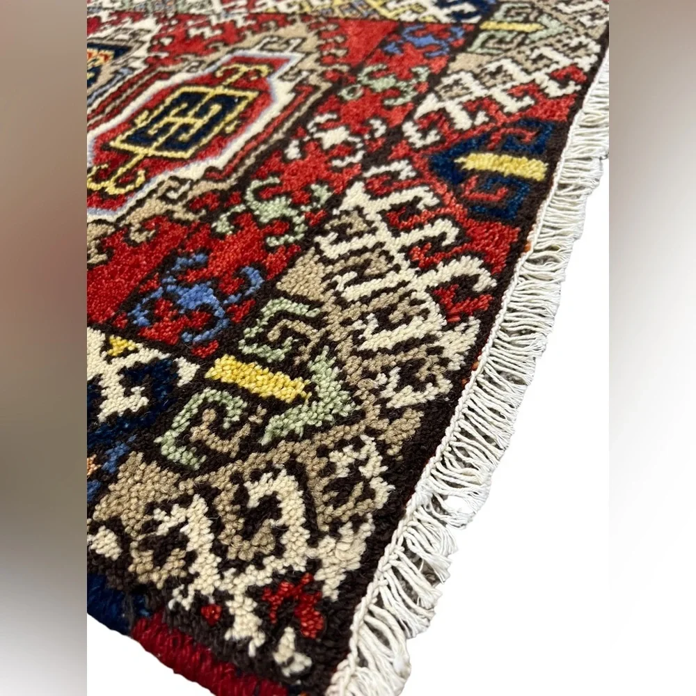 Tribal Collection Kazak Weave 100% Wool Pile Hand Knotted Rug Red Cream 2’x3’